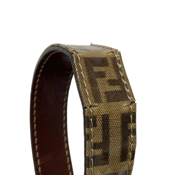 Auth FENDI Mamma bucket / Zucchino pattern Dark Brown Beige PVC Leather - Picture 12 of 15